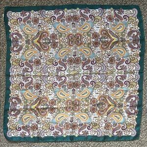 Pollini Silk Scarf with Teal and Paisley Design